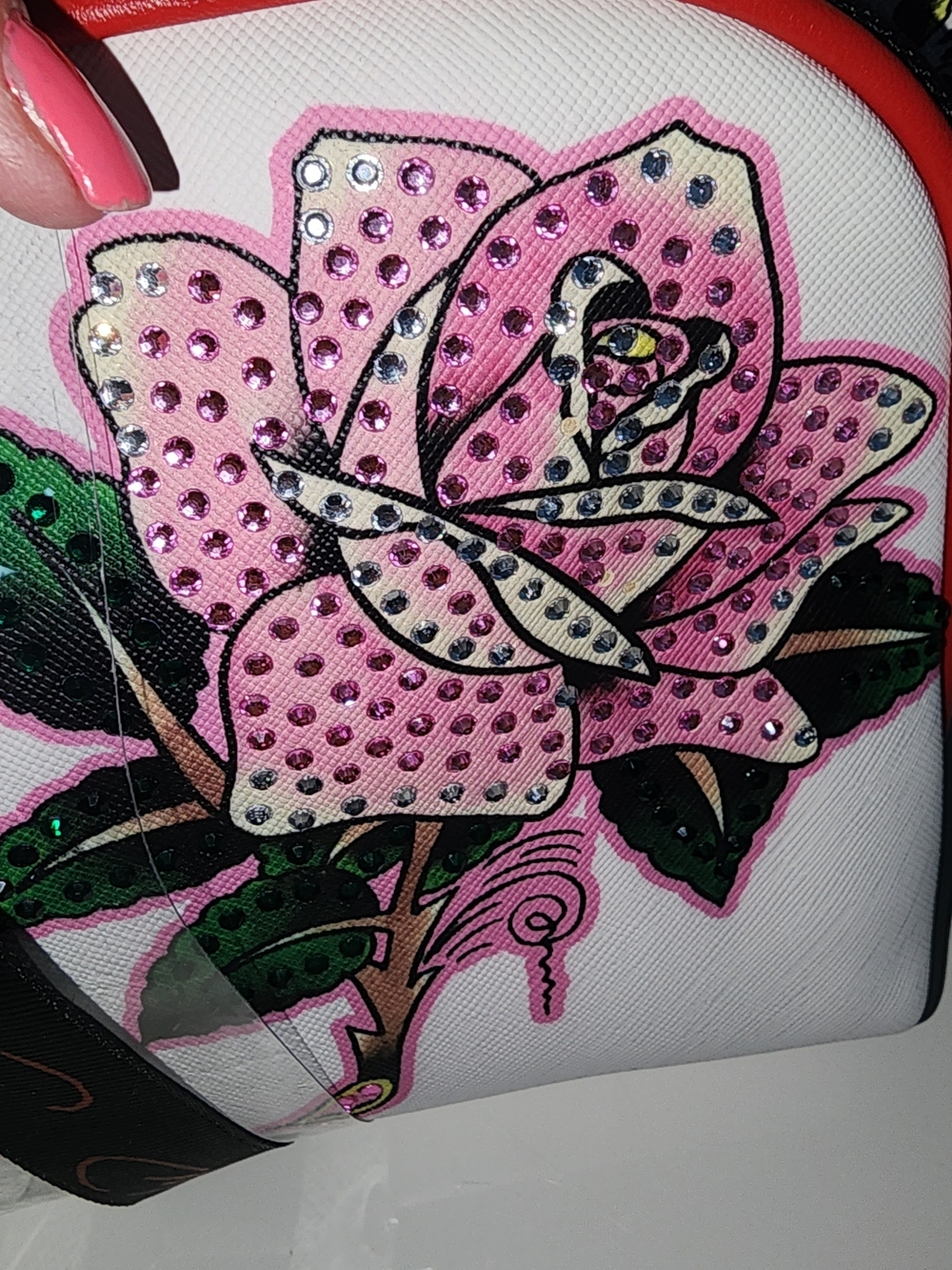Ed Hardy White & Pink Rose Cosmetic Pouch Set - Picture 2 of 12